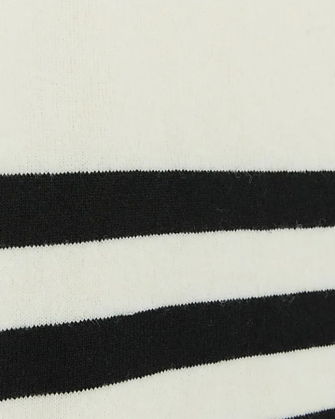 River Island stripe rolled neck jumper midi dress Cream Sale