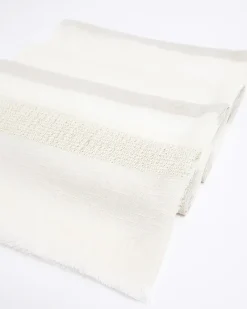 River Island Stripe Scarf Cream Sale