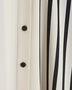 River Island stripe tie waist midi shirt dress Cream Discount