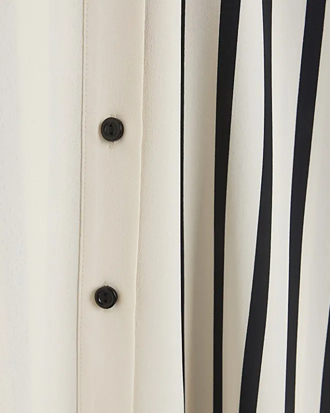 River Island stripe tie waist midi shirt dress Cream Discount