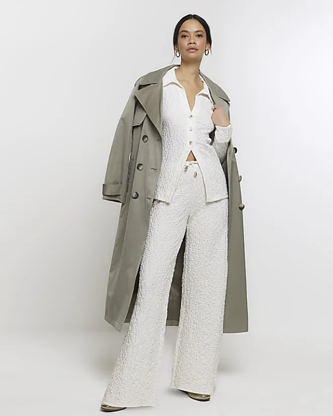 River Island textured long sleeve shirt Cream Discount