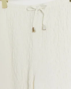 River Island textured wide leg trousers Cream Outlet