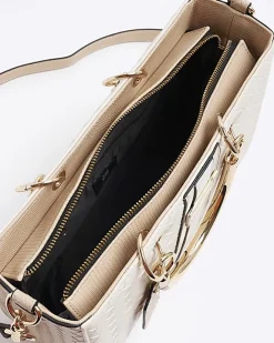 River Island weave tote bag Cream Online