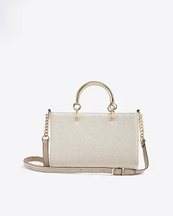 River Island weave tote bag Cream Online