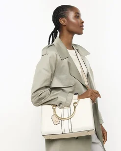 River Island weave tote bag Cream Online