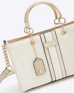 River Island weave tote bag Cream Online