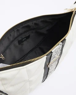River Island webbing quilted cross body bag Cream Hot
