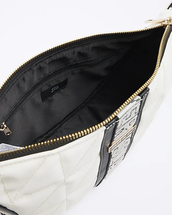 River Island webbing quilted cross body bag Cream Hot