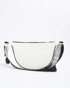 River Island webbing quilted cross body bag Cream Hot