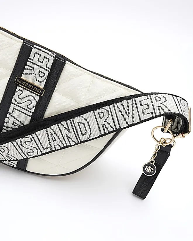 River Island webbing quilted cross body bag Cream Hot