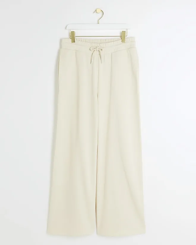 River Island wide leg joggers Cream Online