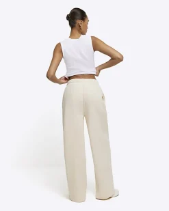 River Island wide leg joggers Cream Online