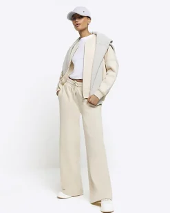 River Island zip up bomber sweatshirt Cream Sale