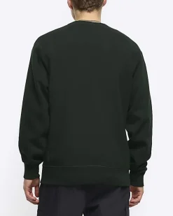 River Island Dark regular fit plain sweatshirt Green Outlet