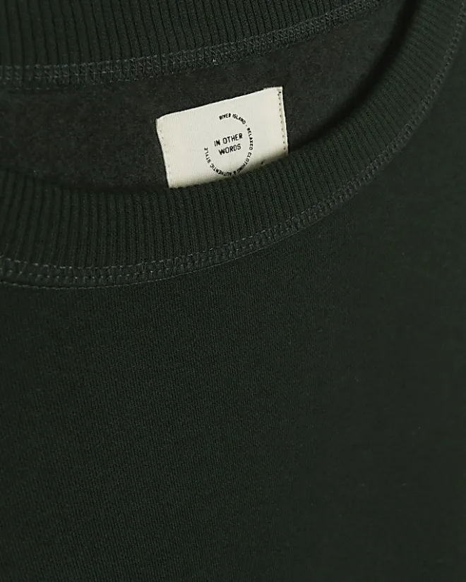 River Island Dark regular fit plain sweatshirt Green Outlet