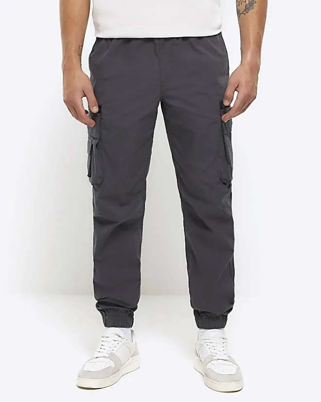 River Island Dark regular fit cargo trousers Grey Hot