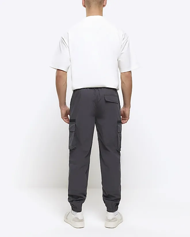 River Island Dark regular fit cargo trousers Grey Hot