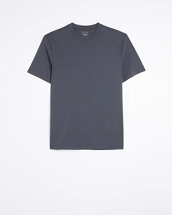 River Island Dark slim fit t-shirt Grey Fashion