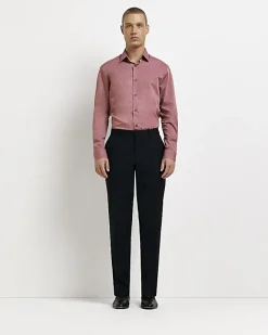 River Island Dark slim fit long sleeve shirt Pink Sale