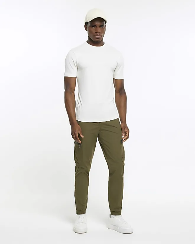River Island Ecru muscle fit t-shirt Stone Hot