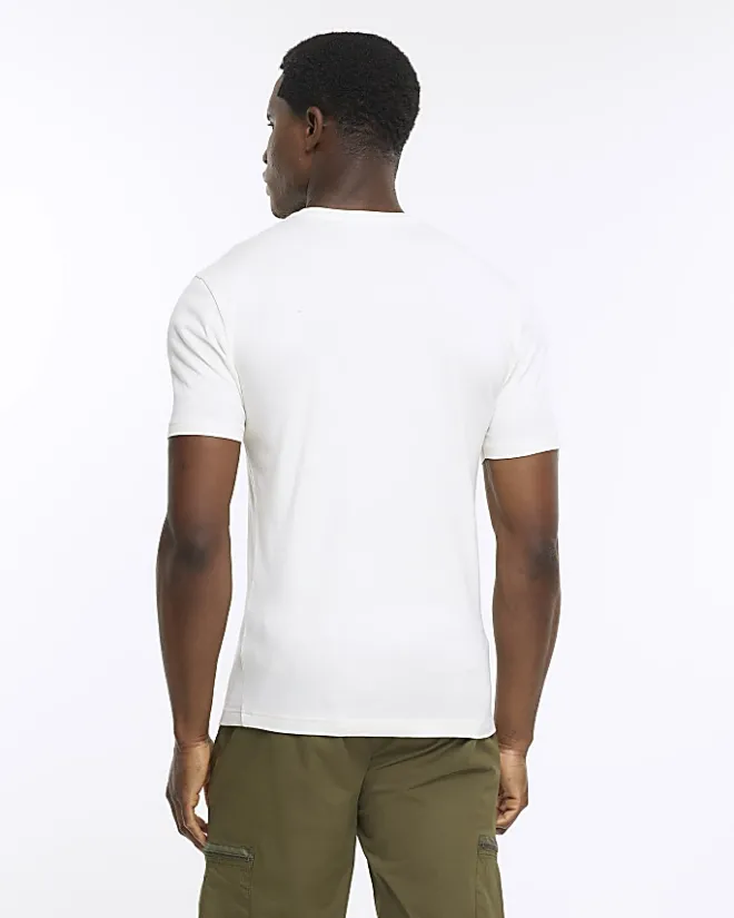 River Island Ecru muscle fit t-shirt Stone Hot