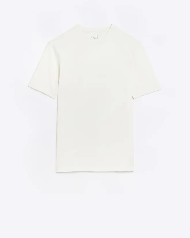 River Island Ecru muscle fit t-shirt Stone Hot
