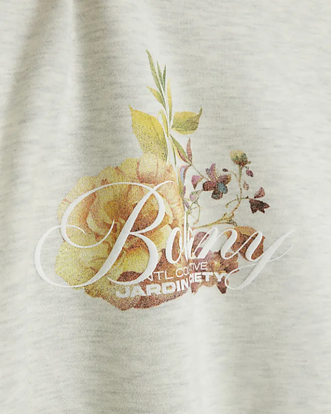 River Island Ecru regular fit floral graphic sweatshirt Stone Outlet