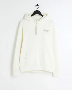 River Island Ecru regular fit graphic hoodie Stone New