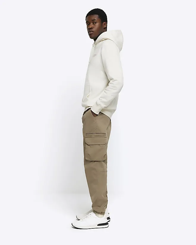 River Island Ecru regular fit graphic hoodie Stone New