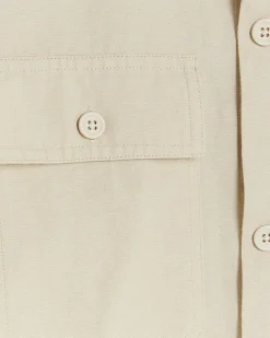 River Island Ecru regular fit linen blend smart overshirt Stone Discount