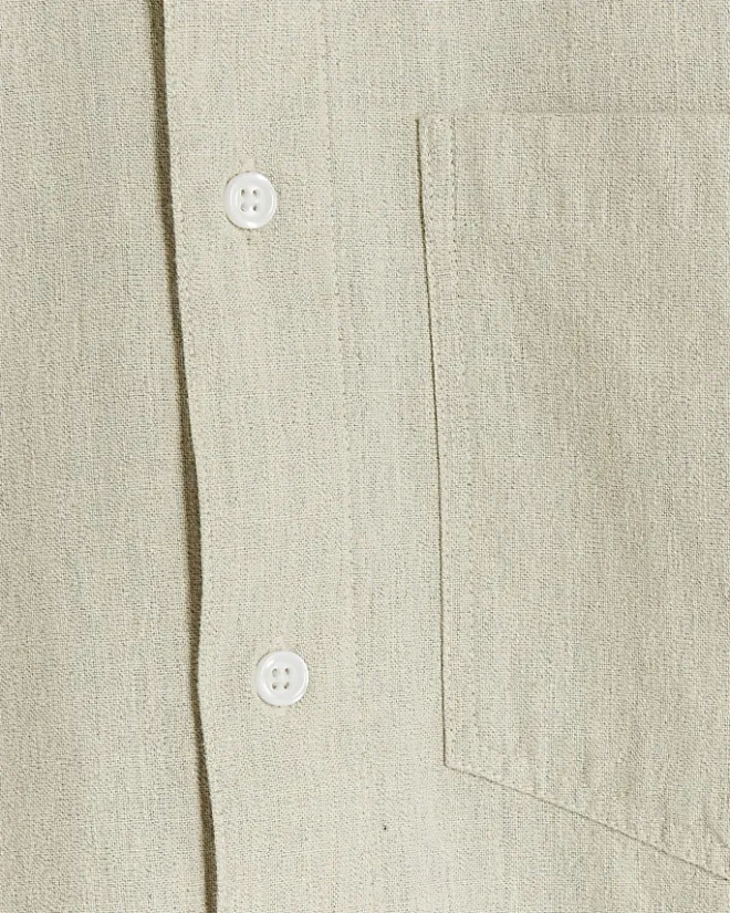 River Island Ecru regular fit linen blend shirt Stone Sale