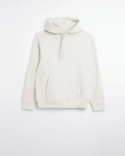 River Island Ecru regular fit plain hoodie Stone Online