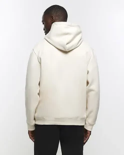 River Island Ecru regular fit plain hoodie Stone Online