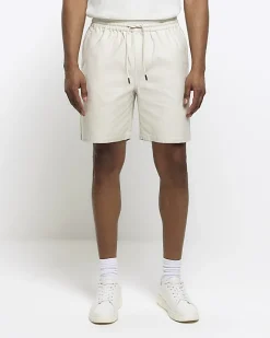 River Island Ecru regular fit pull on shorts Stone Fashion