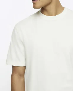 River Island Ecru regular fit t-shirt Stone Hot