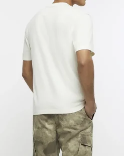 River Island Ecru regular fit t-shirt Stone Hot