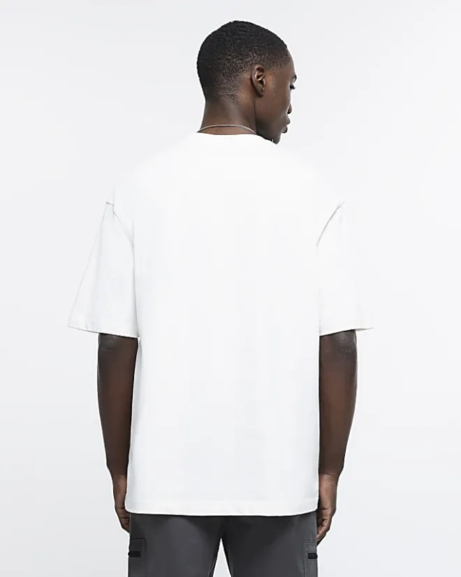 River Island Ecru RI Studio oversized fit t-shirt Stone Online