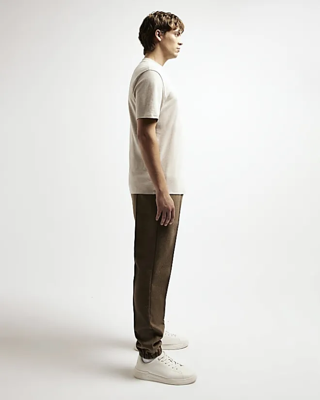 River Island Ecru RI studio slim fit t-shirt Stone New