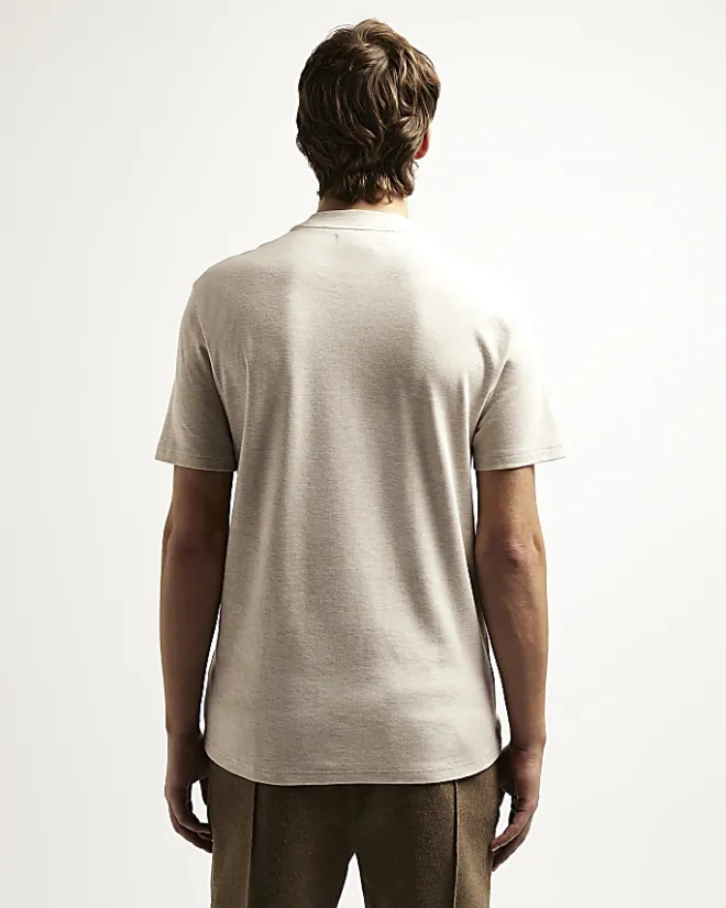 River Island Ecru RI studio slim fit t-shirt Stone New