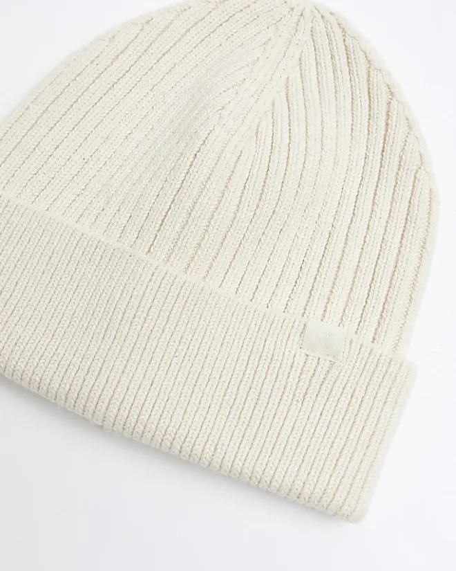 River Island Ecru rib beanie Stone Hot
