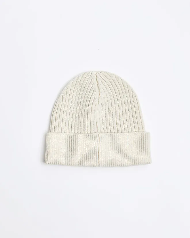 River Island Ecru rib beanie Stone Hot