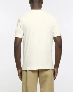 River Island Ecru slim fit t-shirt Stone New