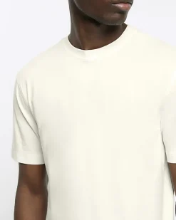River Island Ecru slim fit t-shirt Stone New