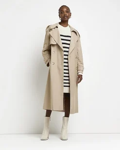 River Island Ecru stripe knit jumper mini dress Cream Discount