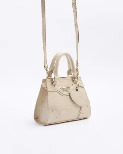 River Island Girls beige croc embossed tote bag Cream Hot