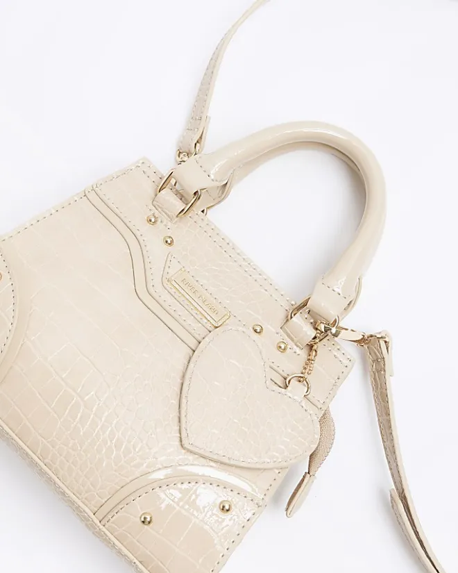 River Island Girls beige croc embossed tote bag Cream Hot