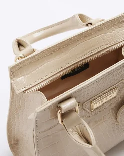 River Island Girls beige croc embossed tote bag Cream Hot