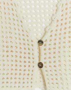 River Island Girls beige crochet cardigan Cream Clearance