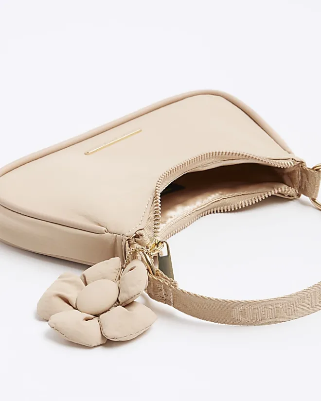 River Island Girls Beige Flower Shoulder Scoop Bag Cream Fashion