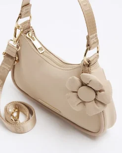 River Island Girls Beige Flower Shoulder Scoop Bag Cream Fashion